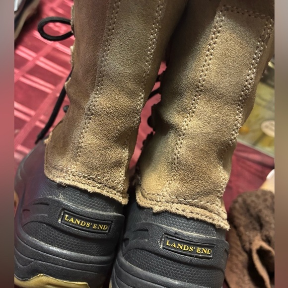 Lands\' End Tan and Black Suede Boots main image 4